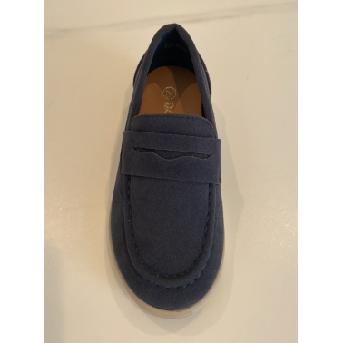 Mocassin enfant en daim couleur bleu