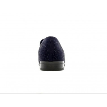 Mocassin homme bleu a strass avec pompons