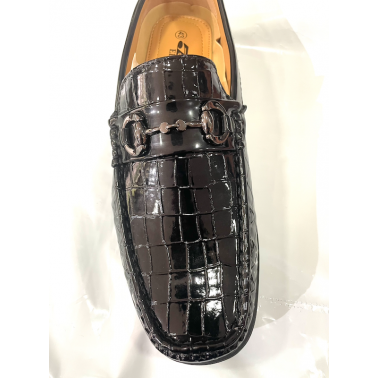 Mocassin homme vernis noir croco