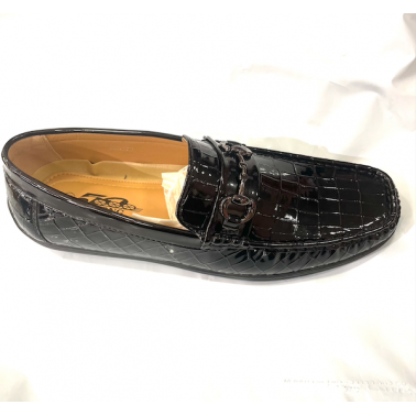 Mocassin homme vernis noir croco