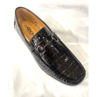 Mocassin homme vernis noir croco