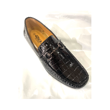 Mocassin homme vernis noir croco