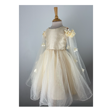 Robe enfant doré mariage et ceremonie avec manches