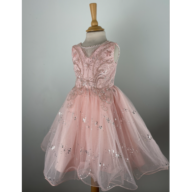 Robe enfant rose Luciana de 2 au 14 ans