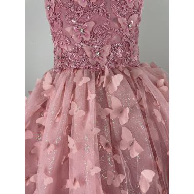 Robe fille rose cérémonie Natania