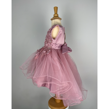 Robe cérémonie  bébé fille rose poudrée