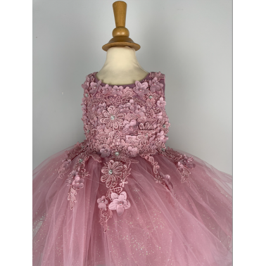 Robe cérémonie  bébé fille rose poudrée