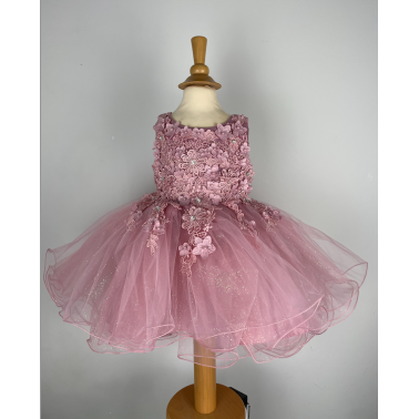 Robe cérémonie  bébé fille rose poudrée